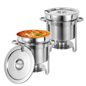lot 20137 image: IMACONE Soup Chafer 11QT Large Capacity Soup Chafer Sets of 2, Stainless Steel Round Soup Warmer wPot, Notched Lid & Fuel Holder, Catering Marmite for Party, Buffet, Event & Commercial Food Service