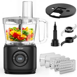 lot 22065 image: 7-in-1 Professional Food Processor, 1000W Powerful Electric Vegetable Chopper, 14-Cup XL Bowl, Large Feed Chute, Cheese Shredding, Meat Chopping, Shredding and Slicing, Mixing and Doughing