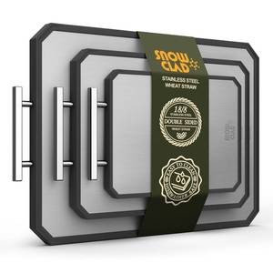 lot 22068 image: EXTRA LARGE Cutting Board,Double Sided Stainless Steel Cutting Boards Set for kitchen, Stainless SteelWheat straw pp Cutting Board for meat, Dishwasher Safe 20 x13.8 ,16 x11,12 x 8.3 Inch