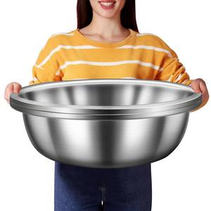 lot 22074 image: FillTouch 2 Pack Large Mixing Bowl 20 Qt Oversized All Purpose 304 Stainless Steel Polished Mirror Flat Base Metal Bowl for Home or Commercial Prepping Baking Mixing Marinating