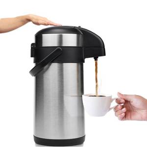lot 22077 image: Airpot Coffee Dispenser with Pump - 140 oz Insulated Stainless Steel Coffee Carafe - Thermal Beverage Dispenser - Coffee Urn for HotCold Water, Party Chocolate Drinks