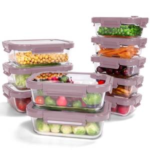 lot 22079 image: BOROHOUSE 10-Pack Glass Food Storage Containers with Tempered Lids Borosilicate, Airtight, Oven-Safe BPA-Free, 4.4 & 1.6 Cup, Leak-Proof, Dishwasher Safe (Pink)