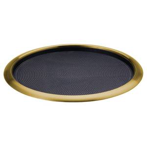 lot 22093 image: Service Ideas TR1614RIVG Tray with Removable Insert, 14 Round, Stainless Steel, Vintage Gold