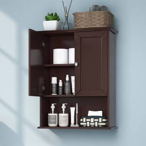 lot 22106 image: VANIRROR Bathroom Wall Cabinet Expresso Over Toilet Storage - 24x30 in Above Toilet Wood Medicine Cabinet with Adjustable Shelf & 2 Door Mounted Wall Cabinet