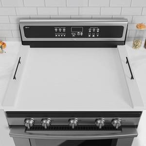 lot 22111 image: Noodle Board Stove Top Covers - White Wooden Stove Cover with Handles for Gas Burners & Electric Stove - 30 x 22 inches Kitchen Counter Extension no handles