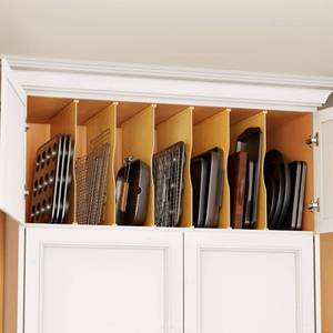 lot 22112 image: SpaceAid 6 Pack Tray Dividers for Cabinets, Pressboard Kitchen Cookie Baking Sheet Organizer for Cabinet, Vertical Pan and Trays Organizers for Pantry Storage