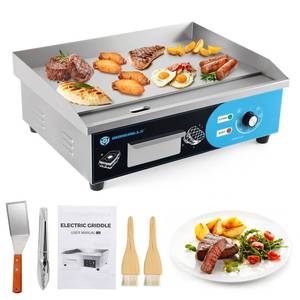 lot 22113 image: IRONWALLS Commercial Griddle Electric 22, 3000W Electric Flat Top Grill, Stainless Steel Countertop Electric Griddle Nonstick with 122572 Adjustable Temperature Control for Restaurant Kitchen Powers on