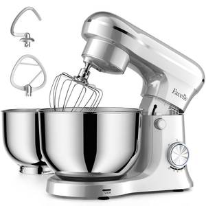 lot 22116 image: Facelle Tilt-Head Stand Mixer, 5QT6QT Stainless Steel Two Bowls, 10 Speeds Kitchen Electric Food Mixer with Egg Whisk, Dough Hook, Beater, Dishwasher-Safe Attachment, Ideal Gift for Mom (Sliver) Powers on