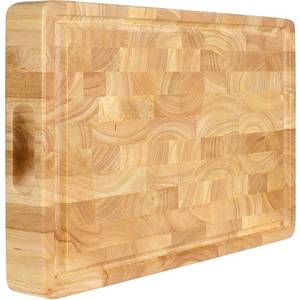 lot 22118 image: End Grain Cutting Board (20 x 15 x1.5 inch) Extra Large & Thick, End Grain Built-In Compartment and Juice Canal, Heavy Duty Chopping Board, Thick Carving Board for Bread Fruits Meat