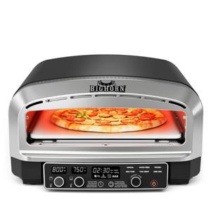 BIG HORN OUTDOORS Pizza Oven Indoor, 14 Inch Electric Countertop Pizza Oven with 6 Preset Modes, Perfect Pizza Maker Machine for Home, Pizza Cooker with Pizza Stone and Pizza Peel, Stainless Steel