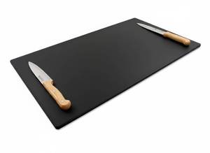 lot 23042 image: Thirteen Chefs 30x18 Extra Large Cutting Board for Fish, Meat, BBQ - 12 Inch Thick Black Plastic, Commercial Grade HDPP Poly with NSF Stamp, 10 pounds