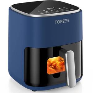 lot 23045 image: TOPZEE Air Fryer 12-in-1, 5.5-QT Compact Large Air Fryer with 360° Hot Air Circulation, 100 400°F Precise Heat, Visible Window, 95% Less Oil, Bake, Reheat, Broil, Proof, Dark Blue