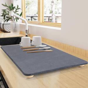 lot 23066 image: Large Stone Dish Drying Mat for Kitchen Counter, 24x 16 Quick Dry Super Absorbent Eco-Friendly Diatomaceous Earth Stone Mat with hemisphere wooden feet, Non-slip, Heat Resistant, Multi-purpose mats.