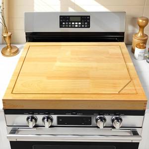 lot 23074 image: 4 In 1 Noodle Board Stove Cover Lightweight Cutting Board Wood Stove Top Covers for Electric Stove, Glass Gas Stove Cover for Gas Burners - 30 x 22 -