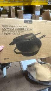 lot 23081 image: Vivicreate 2 PCS Enamel Cast Iron Dutch Oven and Skillet