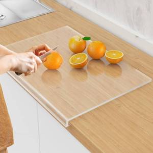 lot 23090 image: SWSKR Acrylic Cutting Board with Counter Lip,23x17Large Clear-Cutting Board for Kitchen Countertop, Non-Slip,60% Thicker, Perfect for Bread,Meat,Veggies & More,Great Kitchen Essential Gadgets & Decor
