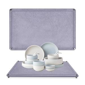lot 23094 image: Large Diatomaceous Earth Stone Dish Drying Mats for Kitchen Counter,24x 16, Quick Drying, with 4 Non-Slip Stainless Steel Feet, Suitable for Various Countertops, Bowl Racks, Dark Grey