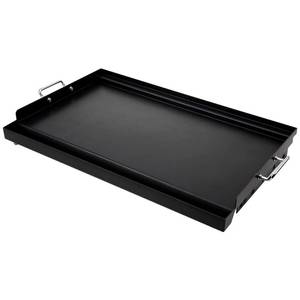 lot 23097 image: LotFun 30 x 15 Carbon Steel Cooking Griddle for Outdoor Gas Grill, Universal Griddle Flat Top Plate Insert with Grease Groove and Removable Handles for ElectricCharcoalGas Grill, Camping,Party