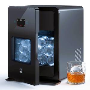 Oylus 2'' Clear Ice Ball Maker  4 Ice Spheres in 35min, 144 pcs/Day, Auto&Manual Fill, Fast Round Ice Machine with LCD Touch Panel, Self-Cleaning, Home & Bar Maker for Whiskey Parties Gift(Black) -