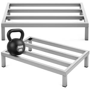lot 23109 image: MorningRo 2 Pack Dunnage Rack 36 Long x 20 Wide, 7.9 Height Stainless Steel Shelf 3600 Pound Capacity Commercial Food Floor Rack for Restaurants Kitchens Garages and Vehicles