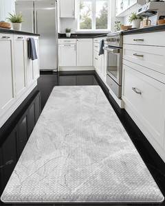 lot 23119 image: DEXI Kitchen Floor Mats Cushioned Anti Fatigue, 23x59 Large Wide Standing Comfort Runner Rug Waterproof, Marble Memory Foam Padded for Front Sink Laundry, Light Grey
