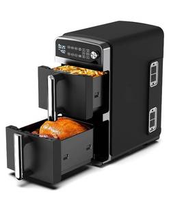 lot 23122 image: 12QT Dual Layer Air Fryer Oven, 6QT 2 Capacity, Vertical 2-Basket Design, 7-in-1 Function with Broil, Roast, Bake, Reheat, Dehydrate, and Air Fry, Family Size, BPA-Free