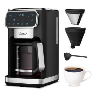lot 21047 image: Gevi 12-Cup Programmable Coffee Maker with Touchscreen, Strong Brew & Iced Coffee Options, Auto Shut-Off, 4-Hour Keep Warm, Glass Carafe, Anti-Drip System, Permanent Filter Included
