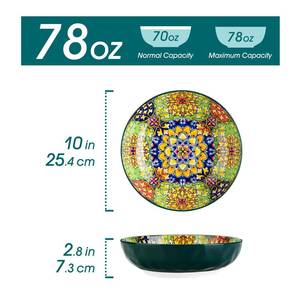 lot 21049 image: vancasso Large Serving Bowls, 78 Oz Extra Large Salad Bowl 1 bowl Bohemian Decorative Bowls for Salad, Fruit, Pasta and Dinner, Serving Dishes Set for Party, Dishwasher & Microwave Safe Green