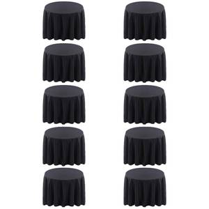 lot 21056 image: Surmente 120 inch Round Tablecloths -10 Pack Black Round Table Cloths, Polyester Fabric Table Covers for Wedding, Party, Banquet, or Restaurant