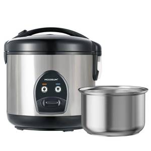 lot 21061 image: MOOSUM Electric Rice Cooker with One Touch for Asian Japanese Sushi Rice, 5-Cup Uncooked with Stainless Steel Inner Pot, Removable Inner Cover and Steamer, Silver