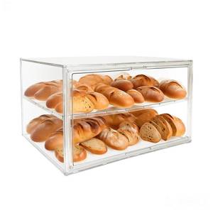 lot 21064 image: BOHOIDEE Extra Large 19.7X14.6X11.6 Clear Bread Box for Kitchen Counter, Acrylic Pastry Display Case Stackable Storage Container Plastic Bakery Display Case with Magnetic Door