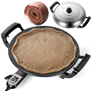 lot 21068 image: Ethiopian 18.5 Injera Maker Mitad (Mogogo), Electric Griddle with Adjustable Temperature & Time, Non-Stick Surface for Norwegian Lefse, Swedish Pancake, Indian Dosa, Saj Bread & Flatbreads