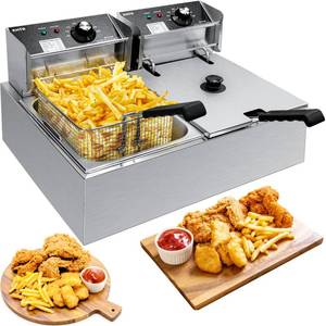 lot 21071 image: Commercial Deep Fryer with Basket - Large Capacity Stainless Steel Electric Oil Fryer for Restaurant or Home Use,3400W 12.7QT