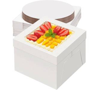 lot 21081 image: IRELINM 20 Packs Cake Box 12 inch with Cake Board and Clear Windows (10 Pcs Box  10 Pcs Board) Disposable Cake Containers Bakery Take Out Container Cake Carrier for Cookies Pies (12x12x8inch)