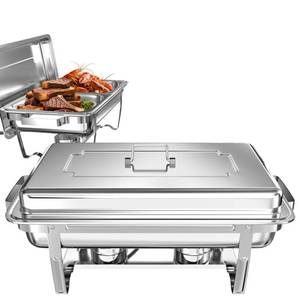 lot 21091 image: SIFER Chafing Dishes for Buffet 9Qt 2 Pack with Multi-Size Food Pans-Screwless Installation Chafing Dish Buffet Set, Foldable Handles Stacking Design, Stainless Steel for Events Silver