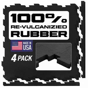 lot 21093 image: Grytfit Interlocking Rubber Floor Tiles 4-Pack 12 Thick Heavy Duty 100% Rubber Flooring for Home Gym, Garage, Workout Room, Equipment Mats, IndoorOutdoor, 22.5 x 22.5