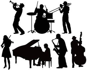 lot 21102 image: Motiskyy 12 Pcs Jazz Band Silhouettes Cutouts Large Retro Removable PVC Wall Decal Self Adhesive Party Decorations Waterproof Silhouettes PVC Wallpaper (31.5 Inch)
