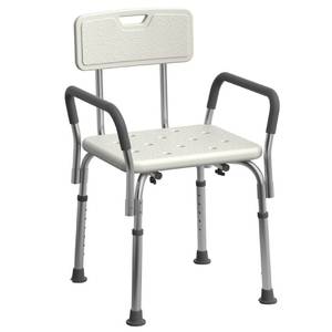 lot 60061 image: Medline Shower Chair for Elderly, Seniors, Adults & Disabled - Heavy Duty Shower Seat with Padded Arms and Back for Inside Shower, Adjustable Height Bath Stool for Bathtub, 350 lb, Slip Resistant