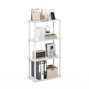 lot 60083 image: Furinno Turn-N-Tube Storage Shelves, 4-Tier Toolless Book Shelf, Corner Shelf, Toolless Open Shelves, for Organization and Storage, Living Room, Garage, Home Office, White