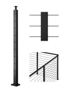 lot 60085 image: VEVOR Corner Cable Railing Post, 10 Holes, 36x1x2 Inches Stainless Steel Cable Railing System Kit for Indoor Outdoor Deck Balcony, 1 Pack, Black, Product ID 1JZLGZXHS914IVCFL001V0