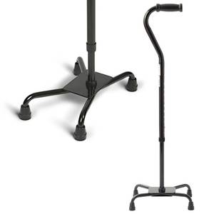 lot 60086 image: Medline Aluminum Quad Cane with Large Base for Balance, Knee Injuries, Leg Surgery Recovery & Mobility, Portable, Lightweight Walking Aid for Seniors & Adults