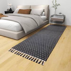 lot 60095 image: Eco Crave Jute Cotton Runner for Hallways 2.6x8 ft Handcrafted Natural Fiber Braided Indoor Floor Carpet, Farmhouse Entryway Runner Rug Perfect for Bedroom, Living Room, Kitchen Entry Mat, BlackWhite