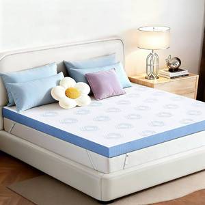 lot 60096 image: Glendan Firm Mattress Topper Queen 3 Inch High Density Bed Topper - Extra Support Foam for Pain Relief - Breathable Washable Cover with Anti-Slip Straps - CertiPUR-US Oeko-Tex Certified 80x60 Blue