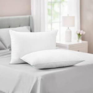 lot 60100 image: Martha Stewart Classic Comfort Down Alternative Pillows, King Size Set of 2 - Firm Support for Stomach, Back and Side Sleepers Ones Sealed Ones Opened