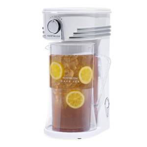lot 60104 image: Nostalgia 3-Quart Iced Tea & Coffee Brewing System With Double-Insulated Pitcher, Strength Selector & Infuser Chamber, Also Perfect For Lattes, Lemonade, Flavored Water, White Powers On