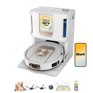 Shark Robot Vacuum & Mop Combo, PowerDetect ThermaCharged NeverTouch Pro, Self-Emptying, Self-Refill with Heated Mop Cleaning, 60-Day Capacity, 30-Day Tank, 6 Power Detect Technologies, White, AV2900XE
