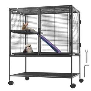 lot 60117 image: VEVOR 36 Rolling Metal Ferret Cage, Large 2-Tier Critter Nation Cage, Small Animal Cage with Ramps & Tray, Easy to Set up for Pet Mice, Hamster, Guinea Pig, Chinchilla, Squirrel, Hedgehogs, Bunny