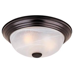 lot 60121 image: Designers Fountain 13 inch, Modern 2-Light Flush Mount Ceiling Light Fixture, Alabaster Glass Shade, for Bedroom, Hallway, Indoor Room Lighting, Durable Steel, Easy Install, Bronze, 1257M-ORB-AL