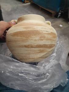 lot 61051 image: Handmade Ceramic Pottery Vase with Natural Wood Grain Pattern