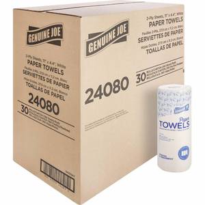 lot 61055 image: Genuine Joe-GJO24080 2-Ply Household Roll Paper Towels (Pack of 30) - WHITE